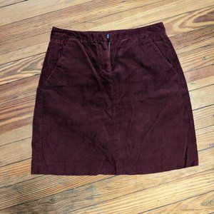 THEORY MINI A LINE SKIRT CORDUROY MAROON